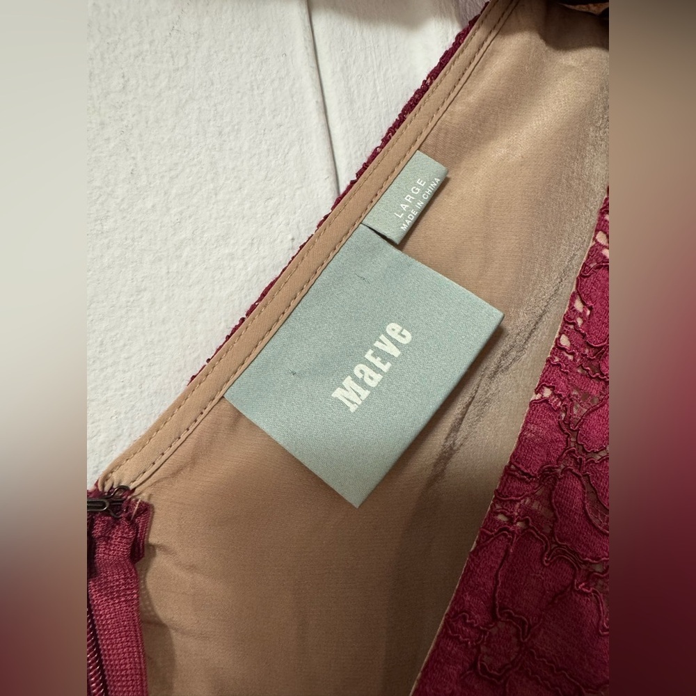 Anthropologie Maeve Lace Peplum Top Burgundy Large - Picture 6 of 7